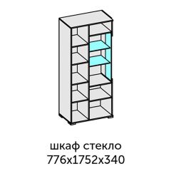 Аллегро-10 Шкаф 2дв. (со стеклом) (дуб крафт золотой-камень темный) в Надыме - nadym.mebel24.online | фото 2