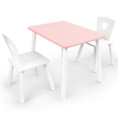 Комплект детской мебели стол и два стула Корона  (Розовый/Белый/Белый) в Надыме - nadym.mebel24.online | фото 1