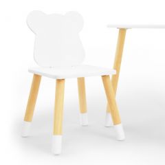 Комплект детской мебели стол и два стула Мишутка (Белый/Белый/Береза) в Надыме - nadym.mebel24.online | фото 1