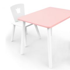 Комплект детской мебели стол и стул Корона (Розовый/Белый/Белый) в Надыме - nadym.mebel24.online | фото 1