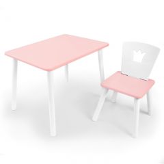 Комплект детской мебели стол и стул Корона (Розовый/Розовый/Белый) в Надыме - nadym.mebel24.online | фото 1