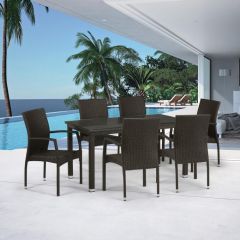 Комплект плетеной мебели T256A/YC379A-W53 Brown (6+1) + подушкина стульях в Надыме - nadym.mebel24.online | фото