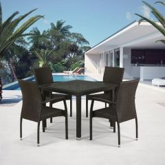 Комплект плетеной мебели T257A/YC379A-W53 Brown (4+1) + подушки на стульях в Надыме - nadym.mebel24.online | фото 1