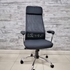 Кресло Barneo K-115 для персонала (черная ткань, черная сетка) в Надыме - nadym.mebel24.online | фото 1