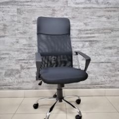 Кресло Barneo K-134H для персонала (черная ткань черная сетка) в Надыме - nadym.mebel24.online | фото