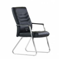 Кресло Barneo K-25 для посетителей и переговорных (хром, черная экокожа) в Надыме - nadym.mebel24.online | фото