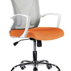 Кресло BRABIX "Wings MG-306", пластик белый, хром, сетка, серое/оранжевое, 532011 в Надыме - nadym.mebel24.online | фото 1