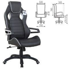 Кресло компьютерное BRABIX Techno Pro GM-003 (экокожа черное/серое, вставки серые) 531814 в Надыме - nadym.mebel24.online | фото