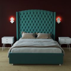 Кровать Берлин ЛЮКС с ПМ 1400 (велюр бирюзовый) в Надыме - nadym.mebel24.online | фото 2