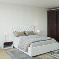Кровать Берлин с ПМ 1200 (экокожа белая) в Надыме - nadym.mebel24.online | фото 2