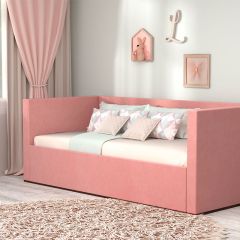 Кровать с ПМ (арт.030) (с/м 900*2000мм) (б/матр), ткань розовая в Надыме - nadym.mebel24.online | фото