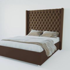 Кровать Версаль ЛЮКС с ПМ 1200 (экокожа коричневая) в Надыме - nadym.mebel24.online | фото