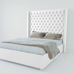 Кровать Версаль ЛЮКС с ПМ 1600 (экокожа белая) в Надыме - nadym.mebel24.online | фото