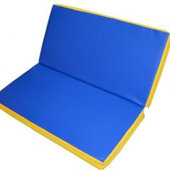 Мат гимнастический 1х1х0,08м складной цв. синий-желтый в Надыме - nadym.mebel24.online | фото