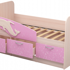 Кровать Дельфин 1,6 (Дуб молочный/фасад - Ламарти розовый) в Надыме - nadym.mebel24.online | фото 1
