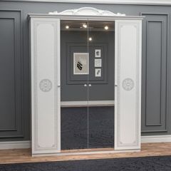Шкаф 4-х дверный с зеркалами (12.244) Грация (белый/серебро) в Надыме - nadym.mebel24.online | фото 1