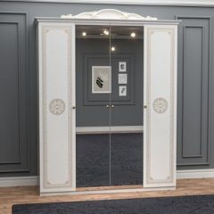 Шкаф 4-х дверный с зеркалами (12.244) Грация (белый/золото) в Надыме - nadym.mebel24.online | фото