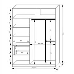 Шкаф-купе 1500 серии NEW CLASSIC K4+K4+B2+PL4 (2 ящика+F обр. штанга) профиль «Капучино» в Надыме - nadym.mebel24.online | фото 3