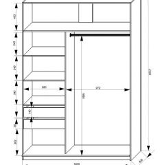 Шкаф-купе 1600 серии SOFT D1+D3+B2+PL1 (2 ящика+1штанга) профиль «Графит» в Надыме - nadym.mebel24.online | фото 4