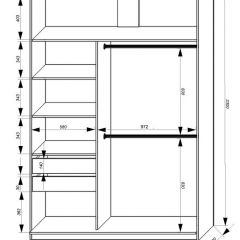 Шкаф-купе 1600 серии SOFT D8+D2+B2+PL4 (2 ящика+F обр.штанга) профиль «Графит» в Надыме - nadym.mebel24.online | фото 2