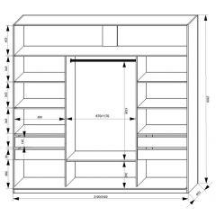 Шкаф-купе 2100 серии SOFT D2+D7+D3+B22+PL2 (по 2 ящика лев/прав+1штанга+1полка) профиль «Графит» в Надыме - nadym.mebel24.online | фото 3