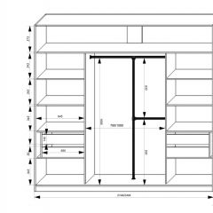 Шкаф-купе 2150 серии NEW CLASSIC K4+K4+K4+B22+PL4(по 2 ящика лев/прав+F обр.штанга) профиль «Капучино» в Надыме - nadym.mebel24.online | фото 3