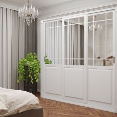 Шкаф-купе 2150 серии NEW CLASSIC K5+K5+K5+B22+PL3 (по 2 ящика лев/прав+1 штанга+1полка) профиль «Капучино» в Надыме - nadym.mebel24.online | фото
