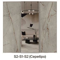 Шкаф-купе 2250 серии SILVER S3+S1+S3Z B22+PL2 (по 2 ящика лев/прав+1штанга+1 полка) профиль «Серебро» в Надыме - nadym.mebel24.online | фото 7