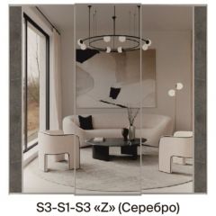 Шкаф-купе 2250 серии SILVER S3+S1+S3Z B22+PL2 (по 2 ящика лев/прав+1штанга+1 полка) профиль «Серебро» в Надыме - nadym.mebel24.online | фото 8