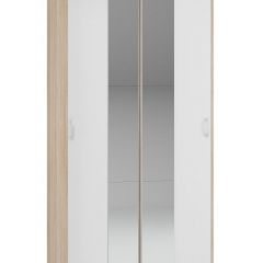 Шкаф-купе Бассо 1.0 (Дуб Сонома/Белый) 2 двери 2 зеркальные вставки в Надыме - nadym.mebel24.online | фото 1