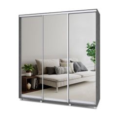 МАРТИН Шкаф-купе с зеркалами Камень темный (2000*450) М403 в Надыме - nadym.mebel24.online | фото