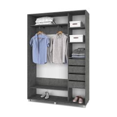 РОЛАНД Шкаф-купе с зеркалом Камень темный (450*1600) Р462 в Надыме - nadym.mebel24.online | фото 5