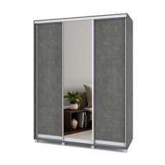 РОЛАНД Шкаф-купе с зеркалом Камень темный (450*1700) Р472 в Надыме - nadym.mebel24.online | фото