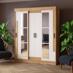 Шкаф-купе ТВИСТ Белый/Дуб крафт золотой в Надыме - nadym.mebel24.online | фото