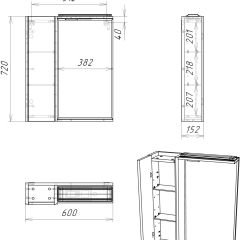 Шкаф-зеркало Uno 60 Дуб ВОТАН левый Домино (DU1512HZ) в Надыме - nadym.mebel24.online | фото 4