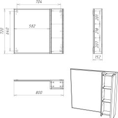 Шкаф-зеркало Uno 80 Дуб серый левый/правый Домино (DU1504HZ) в Надыме - nadym.mebel24.online | фото 7