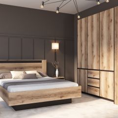 ПРАГА Спальный гарнитур Серия 3 (Дуб Делано/Дуб Венге) в Надыме - nadym.mebel24.online | фото 3