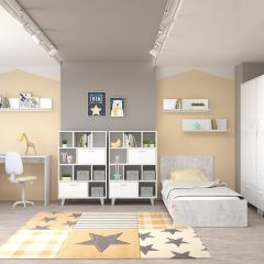 Стол Эго Ст-1 2-ящика Бетон светлый/Белый глянец в Надыме - nadym.mebel24.online | фото 3