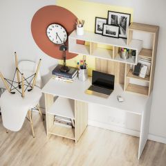Стол компьютерный Олимп (дуб сонома/белый) в Надыме - nadym.mebel24.online | фото 2