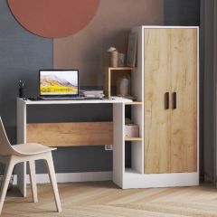 Стол компьютерный СКМ-1 ЛДСП Белый/Дуб крафт золотой в Надыме - nadym.mebel24.online | фото