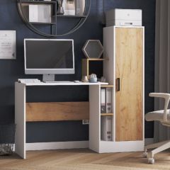 Стол компьютерный СКМ-2 ЛДСП Белый/Дуб крафт золотой в Надыме - nadym.mebel24.online | фото