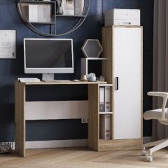 Стол компьютерный СКМ-2 ЛДСП Белый/Дуб сонома в Надыме - nadym.mebel24.online | фото