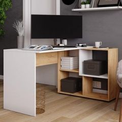 Стол компьютерный угловой СКМУ-4 Белый/Дуб крафт золотой в Надыме - nadym.mebel24.online | фото