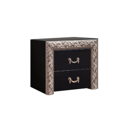 Тумба прикроватная (2 ящика) Тиффани Premium черная/серебро (ТФТП-2(П) в Надыме - nadym.mebel24.online | фото