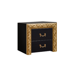 Тумба прикроватная (2 ящика)Тиффани Premium черная/золото (ТФТП-1(П) в Надыме - nadym.mebel24.online | фото