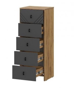 БАЙКАЛ Комод (5 ящиков) Графит/Дуб золотой в Надыме - nadym.mebel24.online | фото 2