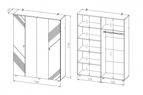 БАЙКАЛ Шкаф четырехстворчатый (Графит/Дуб золотой) в Надыме - nadym.mebel24.online | фото 3
