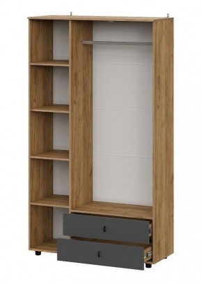 БАЙКАЛ Шкаф трехстворчатый (с ящиками) Графит/Дуб золотой в Надыме - nadym.mebel24.online | фото 2