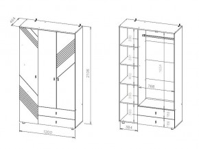 БАЙКАЛ Шкаф трехстворчатый (с ящиками) Графит/Дуб золотой в Надыме - nadym.mebel24.online | фото 3