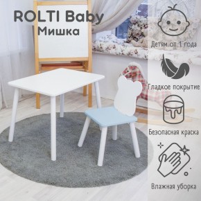 Детский комплект стол и стул «Мишка» Rolti Baby  (голубая столешница/голубое сиденье/белые ножки) в Надыме - nadym.mebel24.online | фото